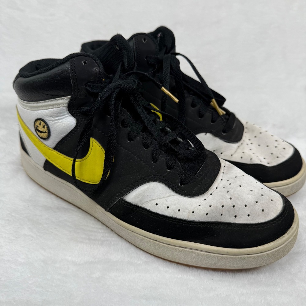 Nike Court Vision Mid Go The Extra Smile Black White Yellow DO5872-001‎ Mens 10